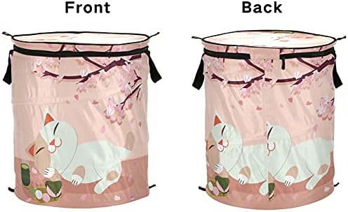 Maneki Neko Japonya Pop Up Çamaşır sepeti Kapaklı Katlanabilir depolama Sepeti Katlanabilir çamaşır torbası Kamp Kreş Odası