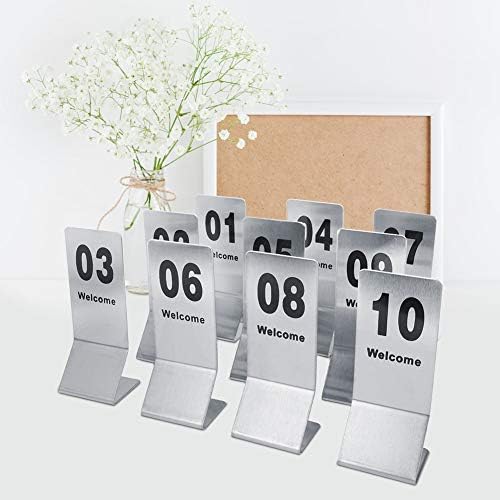 Masa numaraları paslanmaz çelik 1-10 Çift taraflı masa numaraları sahne düğün parti dekorasyon için