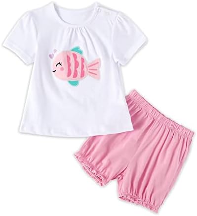 Bebek Kız Giysileri Toddler Yaz Kıyafetler Bebek Düğme-Aşağı Nakış Baskı Kısa Kollu Üst ve Şortlar Set 0-3 T 2 Parça