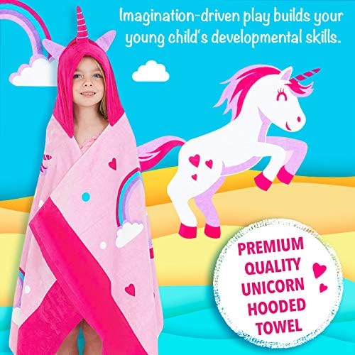 Yayme! Unicorn Kapüşonlu Havlu - Unicorn Hediye için Kızlar - Çocuklar Kapüşonlu Havlu Panço Elbiseler ile şey Tozpembe Tutar