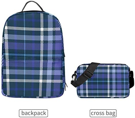 Sırt çantası Geometrik Ekose Izgara Desen Ayrılabilir Kolej çantası Seyahat Fermuar gizli sakli konusmalar Yürüyüş Omuz Crossbody
