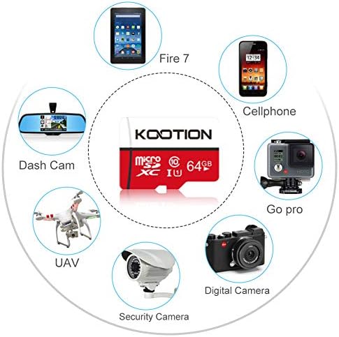 KOOTION 5-Pack 64 GB Micro SD Kart Sınıf 10 Micro-SDXC Hafıza Kartı UHS-I, yüksek Hızlı Flaş TF Kart için Güvenlik Kamera /