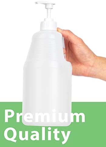 64 oz Yarım Galon Şeffaf Doğal Boş HDPE Plastik Sürahi PET (BPA İçermez) Beyaz Losyon Pompalı Dağıtıcı (6 Paket)