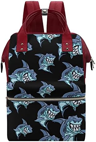 Sırıtış Köpekbalığı Baskılı Bebek Bezi Çantası Bebek Bagpack Nappy Çantalar Su Geçirmez Seyahat omuzdan askili çanta Anne ve