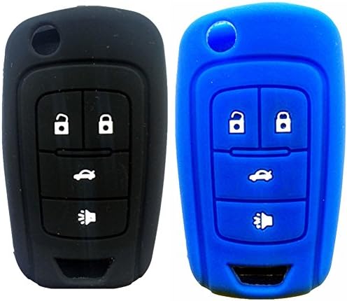 Ezzy Oto Siyah ve Mavi 4 Düğmeler ıçin Anahtar Kapakları Katlanır Anahtar Kutu Kapak Silikon kapak ıçin 2010 2011 2012 2013