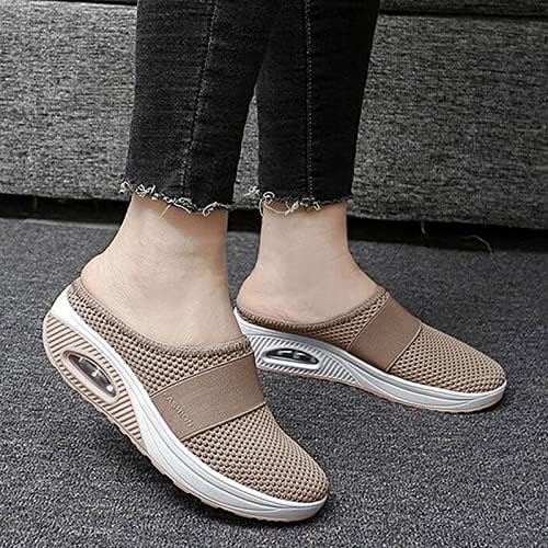 Kadın hava yastığı Slip-On yürüyüş ayakkabısı-Ortopedik Diyabetik yürüyüş ayakkabısı Nefes Kemer Desteği ile Örgü rahat ayakkabılar