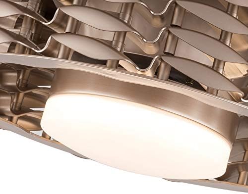 22 İnç Tavan Fanı-Bladeless, 3 renk Kısılabilir Tavan LED ışık uzaktan kumanda avize (Altın)