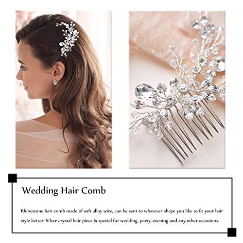 Jakawin Gelin Kristal Düğün Saç Tarak Rhinestone Saç Parçası Gümüş Başlığı Gelin Saç Aksesuarları Kadınlar ve Kızlar için HC120