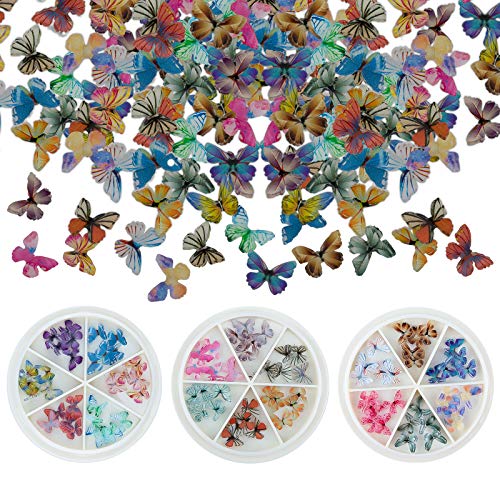 AIEX 90 adet 3D Kelebek Tırnak Charms 18 Renkler Akrilik Kelebek Tırnak Charms Nail Art Dekorasyon için (3 Kutu)