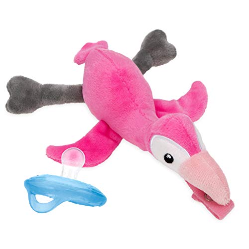 Nuby Yatıştırıcı Doğal Flex Snuggleez Emzik ile Peluş Combo Set Konfor ile Sarılma için, Flamingo