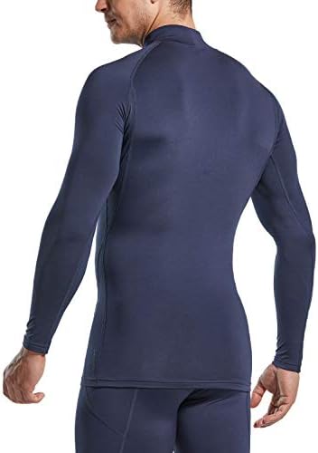 ATHLIO 3 Paket erkek Termal Uzun Kollu Sıkıştırma Gömlek, Mock Kış Sporları Baz Katman Üst, Aktif Koşu Gömlek