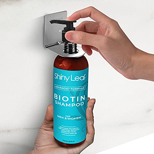 Daha Kalın Saçlar için Biotin Duş Paketi-Pompa Şişeleri için 2 Parçalı Paslanmaz Çelik Tutuculara Sahip Tam Biotin Şampuan