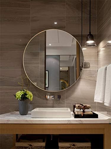 HLL Aynalar, Modern Şık Yuvarlak Duvar Aynası, Altın, 304 Paslanmaz Çelik Çerçeve, Güçlü, Solması Kolay Değil, Oksitlenmesi
