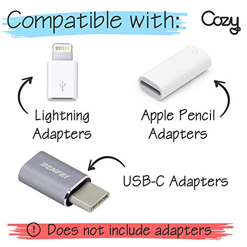 [10-Pack] Şarj Kablosu Cozy by Cozy: Adaptör Kaleci / Tutucu / Kordon Aksesuarları, (USB-C, Mikro USB, Apple Pencil) adaptörleriyle