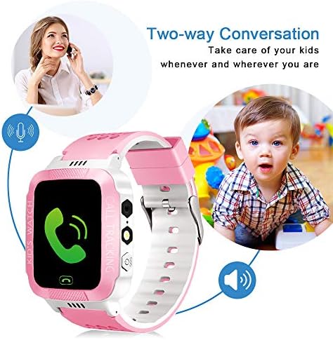 Çocuklar için Telefon Akıllı İzle, 1.44 HD Tam Dokunmatik Ekran Büyük Pil SOS Tracker, saat Fotoğraf Cevap Çağrı Sohbet Kayış