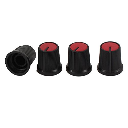 uxcell 4 Adet 5.5 mm Mil Kırmızı Üst Döner Potansiyometre Kontrol Düğmesi Siyah