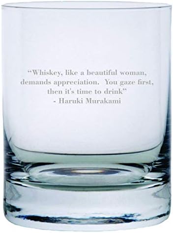 Haruki Murakami Alıntı Kazınmış Kristal Kayalar Viski Bardağı