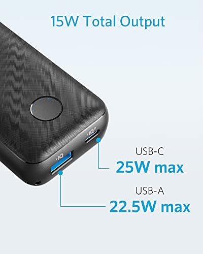 Anker Taşınabilir Şarj Cihazı, USB-C Güç Teslimatlı 10000mAh Güç Bankası (25W), iPhone 13/12/11 / Mini/Pro/Pro Max/XR/XS, Samsung