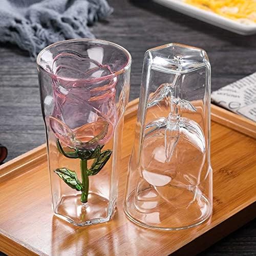 Çift Duvar gözlük kahve fincanları Set çay kupalar yaratıcı ofis kupalar ısı yalıtım şeffaf Drinkware çift cam bardak (Renk: