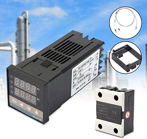 PID sıcaklık kumandası Dijital sıcaklık kontrol Kiti 110-240 V Sıcaklık Termostat Kontrolörleri 0-400℃ + 25A SSR + 1 m M6 K