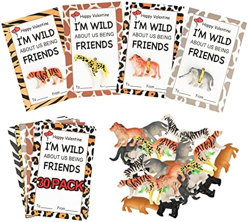 Çocuklar için Sevgililer Günü Kartları - 30 Paket Hayvanlar Tarzı Sevgililer Tebrik Kartları ile 10 Farklı Hayvanlar Rakamlar