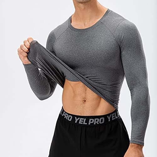 DeHolifer Mens Baselayer Sıkıştırma Gömlek, erkek Baz Katman Üst Uzun Kollu Erkek T-Shirt Serin Kuru Koşu Spor Gömlek için