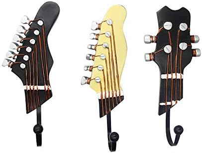 KUNGYO Vintage Gitar Şekilli Dekoratif Kanca Raf Askıları Asılı Giysi Mont Havlu Tuşları Şapka Metal Reçine Kanca Duvara Monte