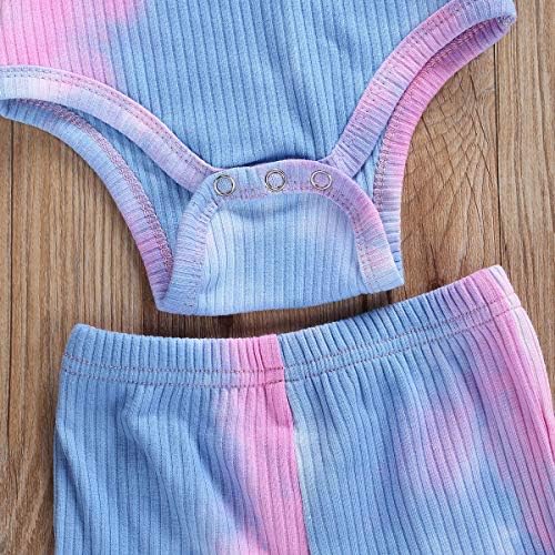 YUİON Yenidoğan Bebek Bebek Kız Kıyafet Batik Uzun Kollu Romper Bodysuit Flare Pantolon Set Bahar Güz Kış Giysileri