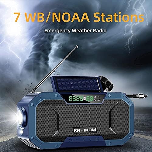 IPX5 Su Geçirmez Otomatik Tarama El Krank NOAA Acil Radyo, 5000 mAh Taşınabilir Hava Güneş Radyolar ile Bluetooth Hoparlör,AM/FM