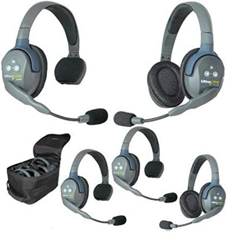Eartec UL532 5-Person Tam Dubleks Kablosuz Interkom ile 3 Tek ve 2 Çift Kulak Ultralite Kulaklıklar