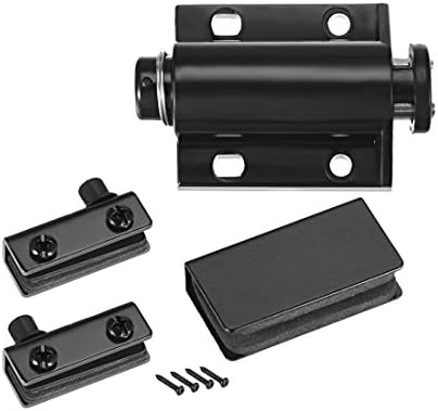 uxcell 5-6mm Cam Kapı Manyetik Mandal Mandalı Kapakları ABS Siyah Kelepçe ile 2 Set
