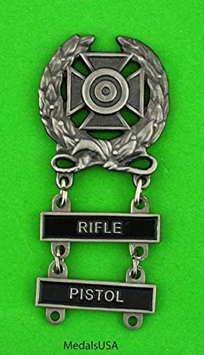 Ödüller ve Diğer Nişanlar için Aveshop Madalyaları Tüfek, Tabanca Yeterlilik Çubukları ile Ordu Uzman Nişancılık Rozeti (Altın