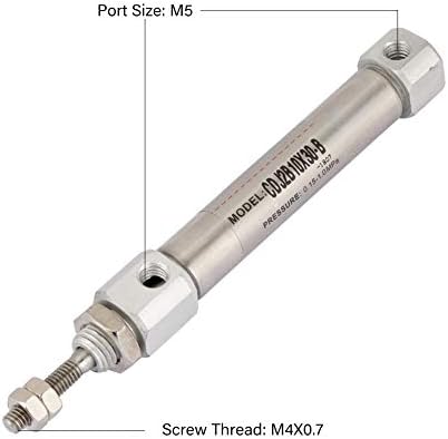 Paslanmaz Çelik Hava Silindiri, 10mm Çaplı Pnömatik Silindir, Mekanik Cihazlar için M5 0.8 Port Boyutu için