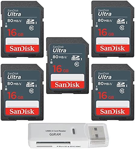 SanDisk 16 GB Ultra SDHC UHS-I Sınıf 10 Hafıza Kartı 80 MB/s U1, Full HD, SD Kamera Kartı SDSDUNS-016G-GN3IN (5 Paket) Paket