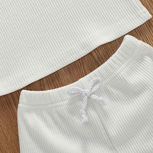 2 ADET Yenidoğan Çocuk Bebek Kız Erkek Giysileri Kısa Kollu Üstleri T-Shirt + Şort Pantolon Yaz Katı Giyim Kıyafet Seti