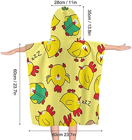 Gotneto Karikatür Küçük Sarı Tavuk Çocuk Kapşonlu banyo havlusu Çocuk Banyo / Havuz / Plaj Kapşonlu Panço-Süper Yumuşak ve