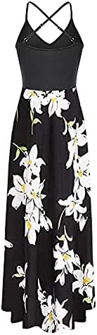 HUİHAİXİANGBAO Yaz Elbiseler Kadınlar için Çiçek Baskı Maxi Elbise Kolsuz Asimetrik Elbise Rahat Plaj Parti Sundress