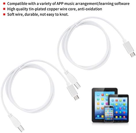 Homerıy 2 pcs Dönüştürücü kablosu için Elektronik Piyano USB MIDI kablosu Adaptörü USB-C Fiş için Akıllı Cep Telefonları Tabletler