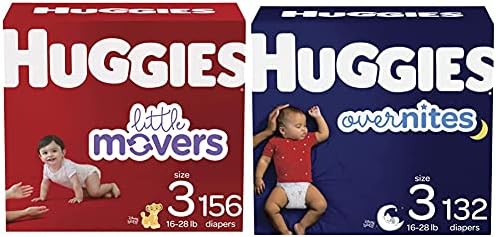 Bebek Bezi Paketi: Huggies Küçük Nakliyeciler Boyut 3, 156ct ve Geceleme Gece Bezi Boyut 3, 132ct