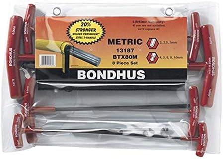 Bondhus 13187 Set 8 Balldriver ve Altıgen T-kolları, boyutları 2-10mm