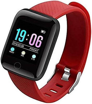 hhscute Akıllı Saatler,Android/iOS Telefonlar için Akıllı Bileklik Pasometre Tourbillon Push Mesaj Sporları (Kırmızı)