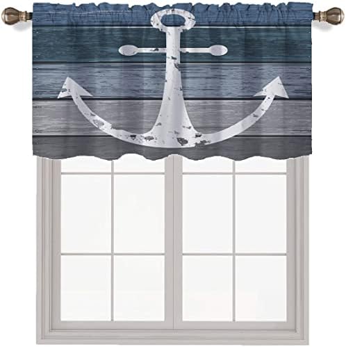 Çapa Çubuğu Cep Banyo Valances, Denizcilik Tarzı Rustik Deniz Eski Yıpranmış Plakalar Oturma Odası Mutfak Çiftlik Pencere Valance,