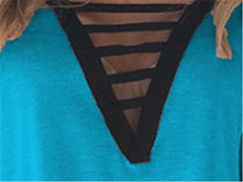 Andongnywell kadın Kısa Kollu Tunikler Tops Bluzlar Casual V Yaka T Shirt Tees Yaz Renkli Boy üst