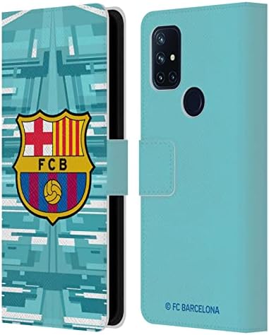 Kafa Durumda Tasarımları Resmi Lisanslı FC Barcelona Ev Kaleci 2019/20 Crest Kiti Deri Kitap Cüzdan Kılıf Kapak OnePlus Nord