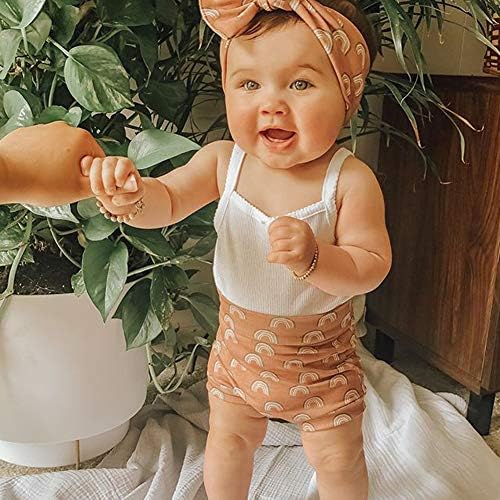 3 adet Yenidoğan Bebek Kız Şort Set Pamuk Kısa Kollu Romper Tulum Bodysuit + Pantolon Şort + Kafa Kıyafet Seti