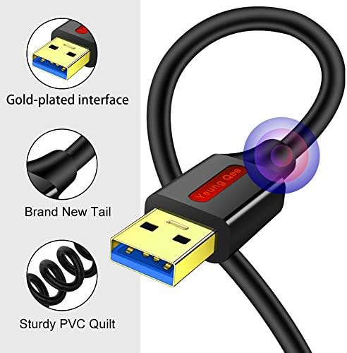 USB 3.0 Uzatma Kablosu 15 ft, Yeung Qee Veri Aktarımı için Yüksek Hızlı USB 3.0 A Erkek-Dişi Uzatma Kablosu USB Flash Sürücü,