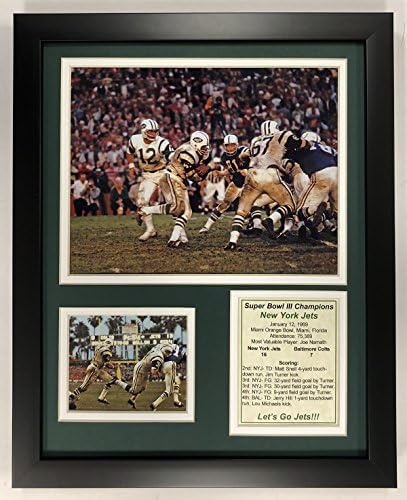 Efsaneler Asla Ölmez NFL 1968 New York Jets Super Bowl III Şampiyonları Çerçeveli Çift Keçeleşmiş Fotoğraflar, 12 x 15