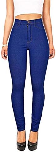 Andongnywell kadın yüksek Bel Skinny Streç Kot Yüksek Rise İnce Fiit Sıkı Denim Pantolon Fermuarlı Cepler ile