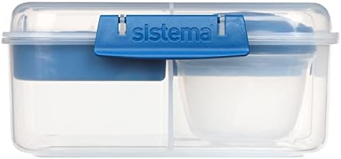 Sistema To Go Collection Bento Box Cube Plastik Öğle Yemeği ve Gıda Saklama Kabı, 5,3 Bardak, Çok Bölmeli, Renk Değişir, BPA