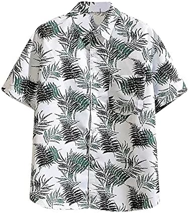 GWYUQG erkek Yaz Takım Elbise, Baskı Sokak Set Yaka Kısa kollu Gömlek plaj şortu Yaz Nefes Rahat Erkekler (Renk: Beyaz, Boyutu: